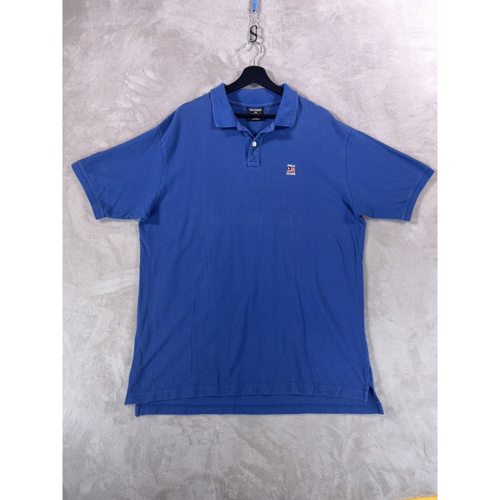 Polo Jeans Co Ralph Lauren Polo Shirt Mens Large Blue Embroidered Logo Classic